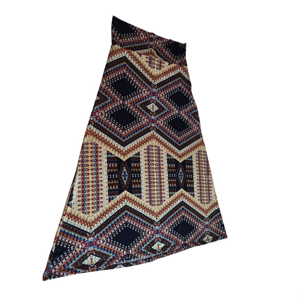 Living Doll Los Angeles Womens Geometric Print Knit Maxi Skirt High Waist Large